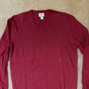 Old Navy Sweater Men Red V Neck Casual Cotton Pullover Small